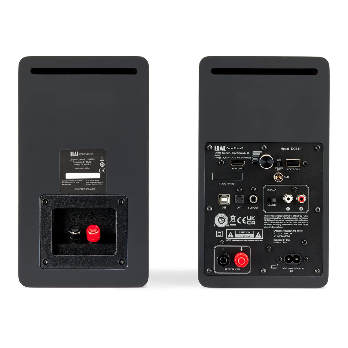 ELAC Debut ConneX kit includes cables and remote for quick setup.