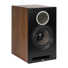 ELAC Debut Reference B6.2 walnut cabinet emphasizes natural wood tone and elegant silhouette.