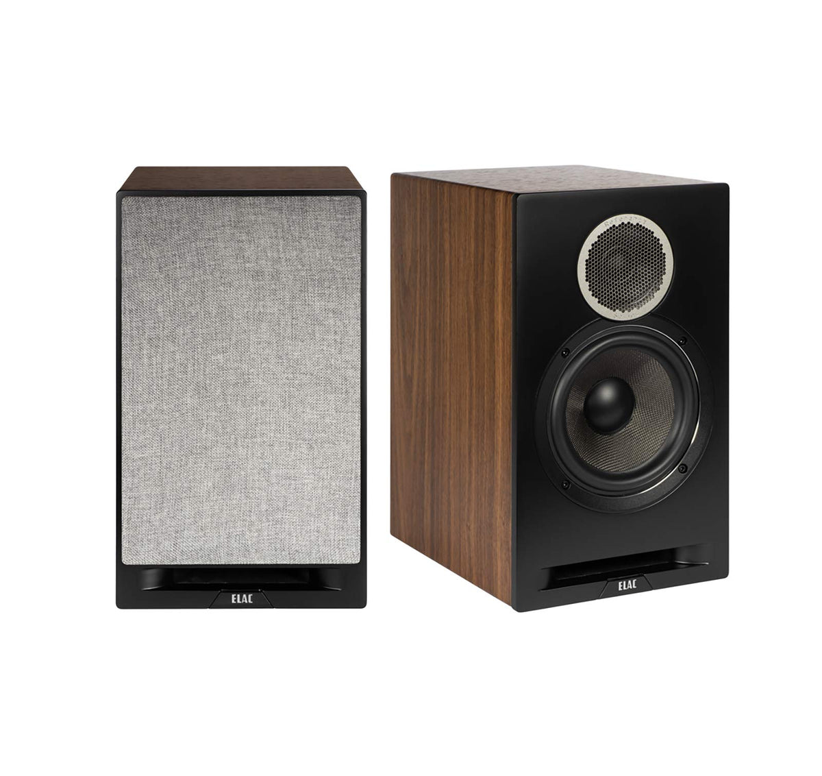 ELAC Debut Reference B6.2 front view with black baffle showing clean lines and modern finish.
