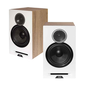 ELAC Debut Reference B6.2 front view with white baffle enhances modern room aesthetics.