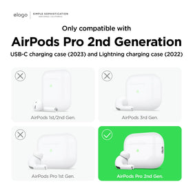 elago AirPods Pro 2 clear case Aqua Blue back view emphasizes color clarity.