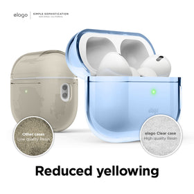 elago AirPods Pro 2 case Aqua Blue smudge resistant surface.