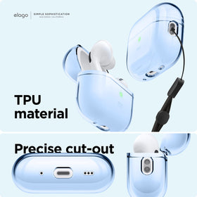 elago AirPods Pro 2 case Aqua Blue wireless charging compatible.