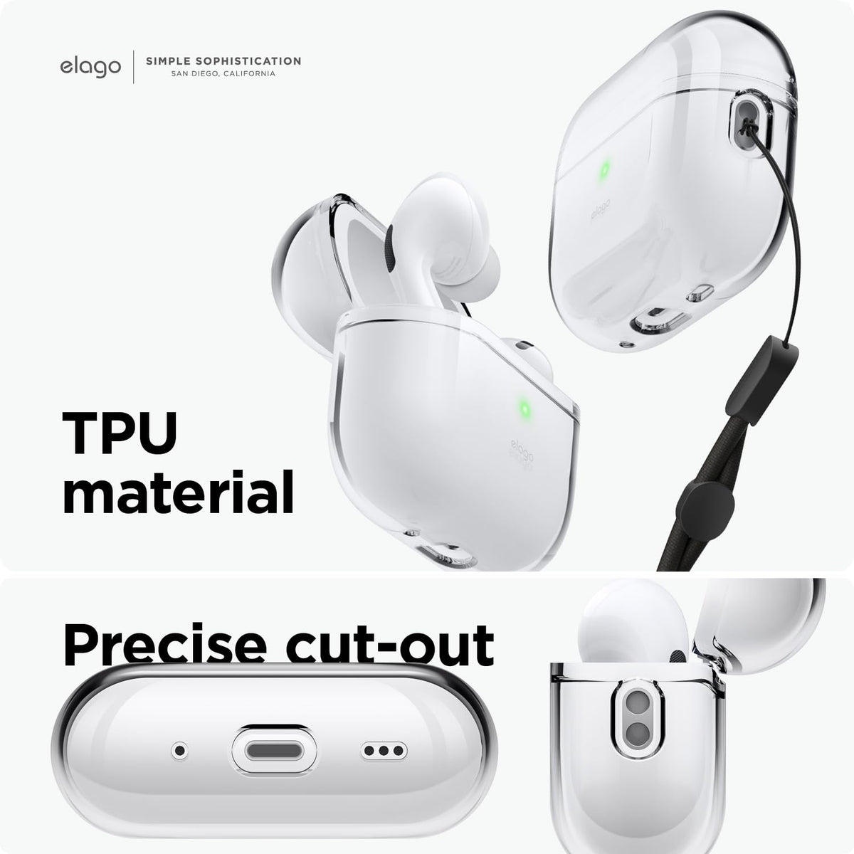 elago AirPods Pro 2 clear case edge detail showing molding precision