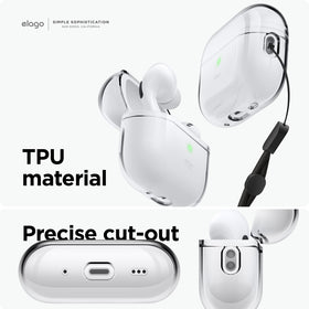 elago AirPods Pro 2 clear case edge detail showing molding precision