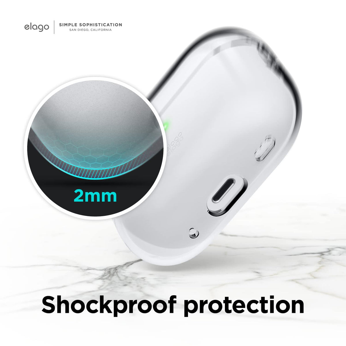 elago AirPods Pro 2 clear case supports wireless charging without removing case
