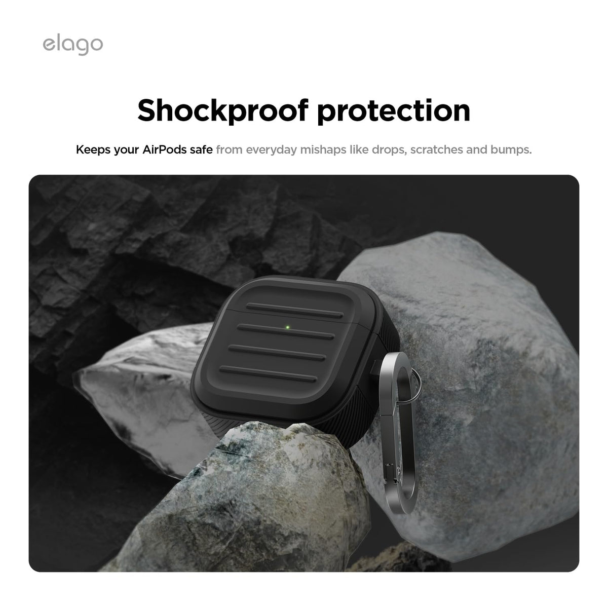 elago Armor AirPods 4 case top closeup shows silicone texture