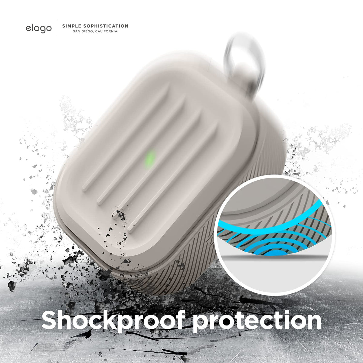 elago Armor Case for AirPods 3rd Gen, wireless charging access with case on