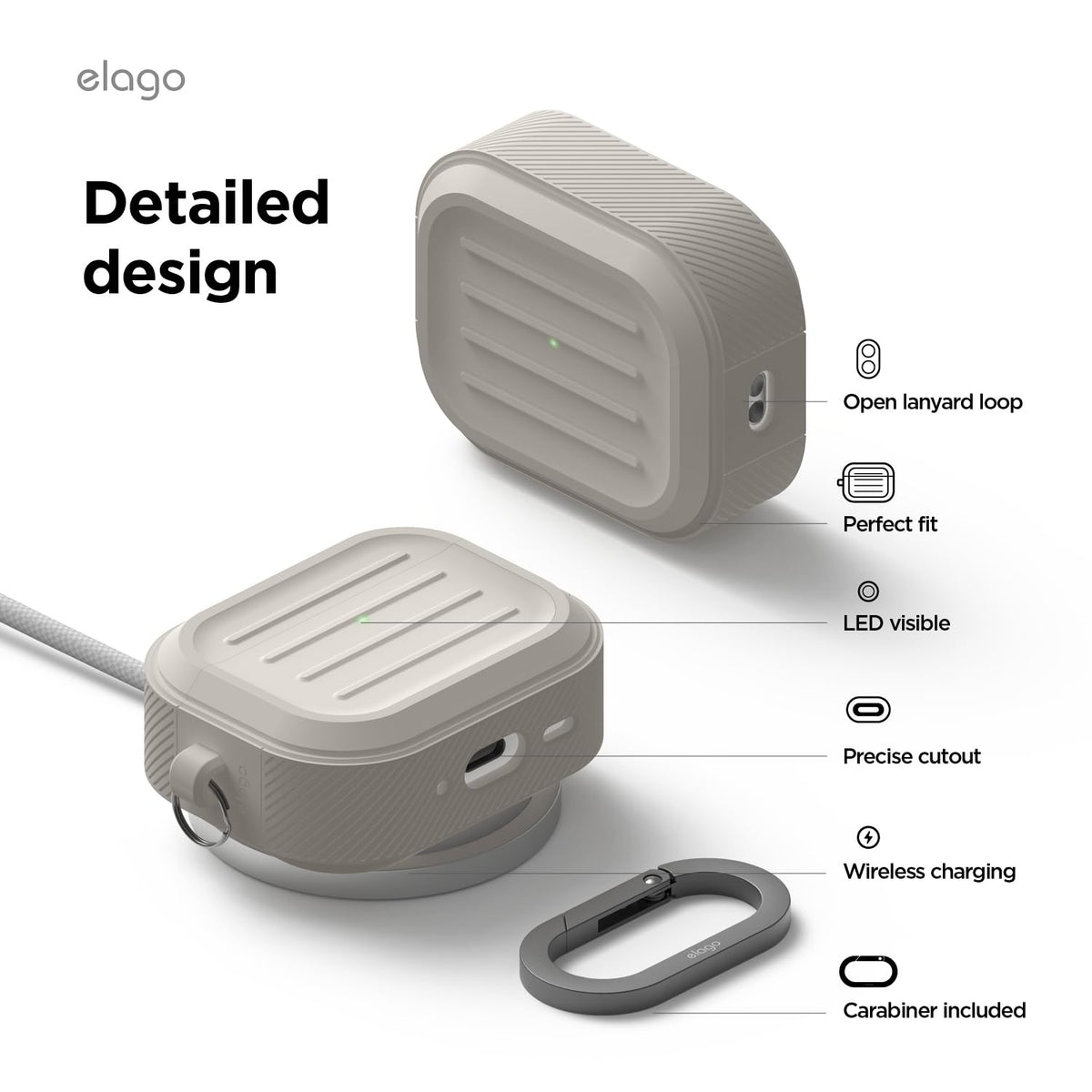 elago Armor Case placed on wireless charger showing elago support for wireless charging convenience