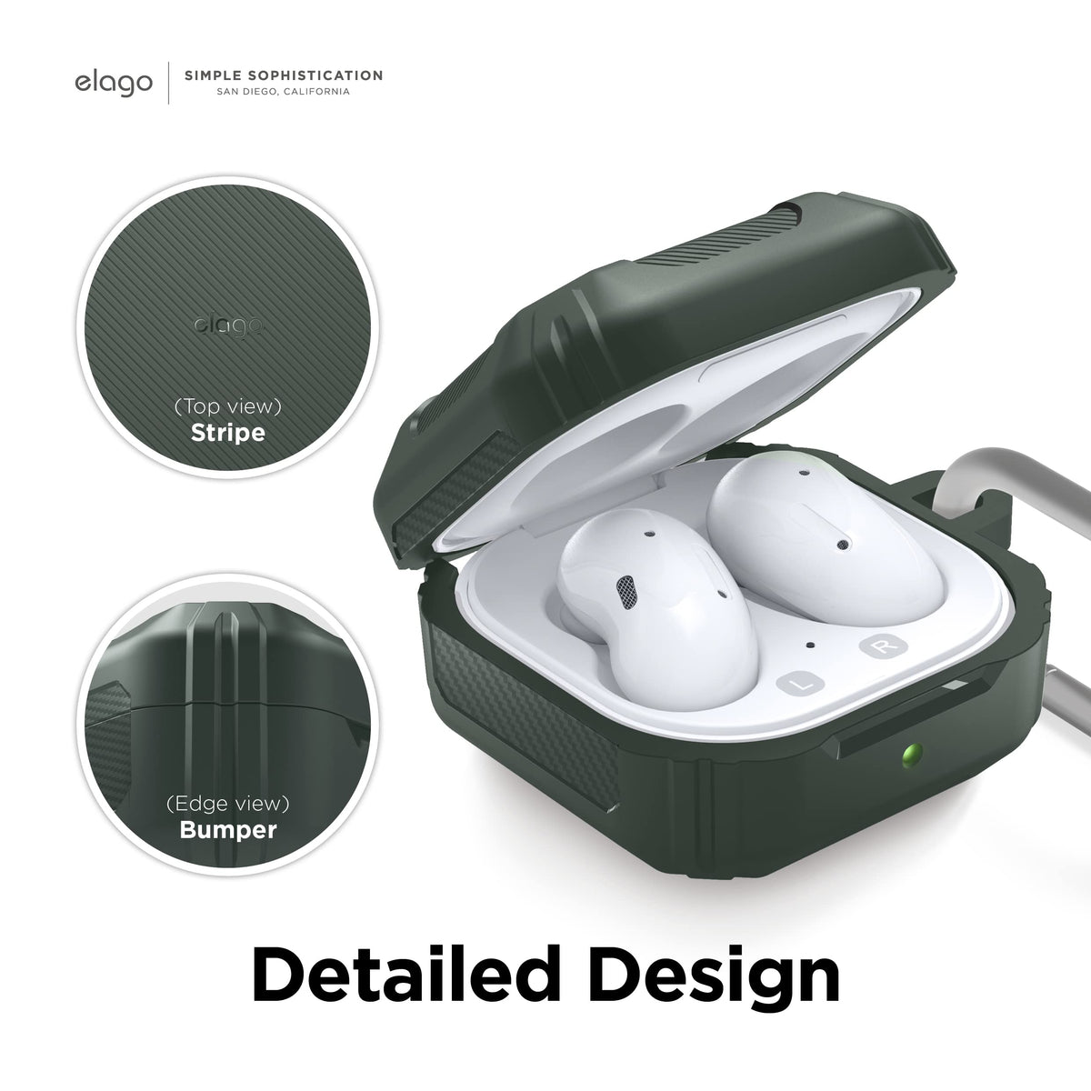 elago open lid fit detail displaying secure hinge access and LED visibility