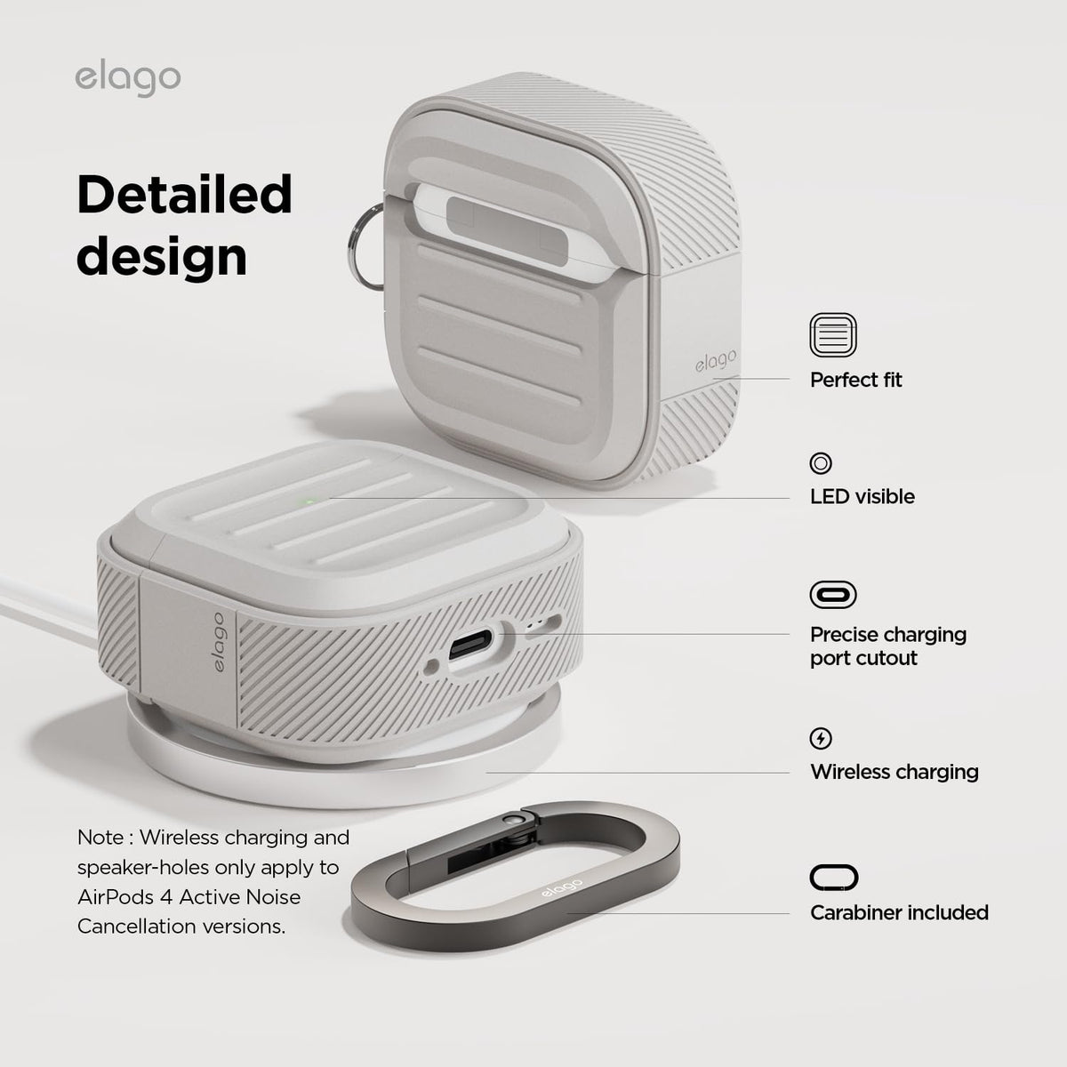 elago Armor AirPods 4 Stone shows drop protection and shock absorption