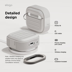 elago Armor AirPods 4 Stone shows drop protection and shock absorption