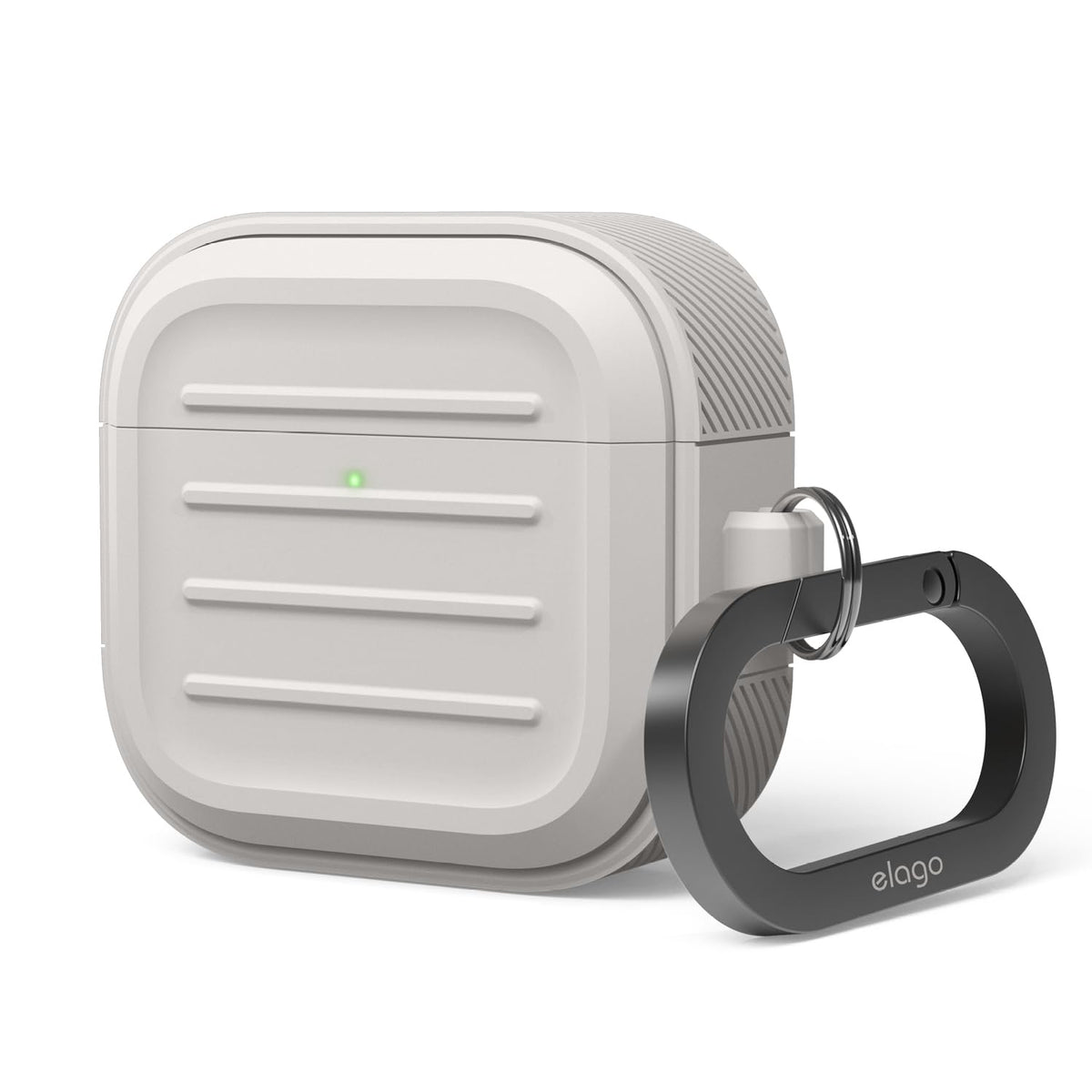 elago Armor for AirPods 4 Stone front view showing rugged protection and precise fit