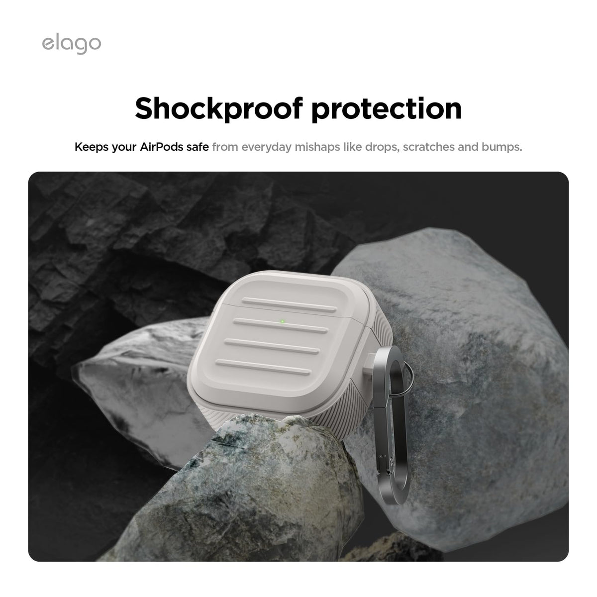 elago Armor AirPods 4 Stone wireless charging compatible without removing case