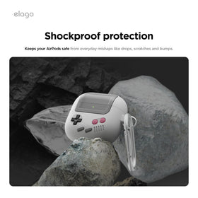 elago AW5 clipped with carabiner to a backpack for secure on-the-go carry