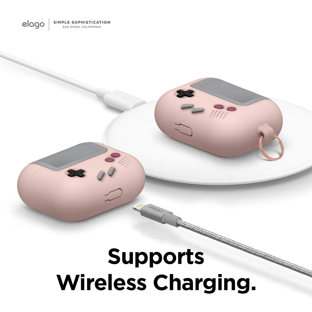 elago AW5 held in hand showing scale and easy portability with keychain