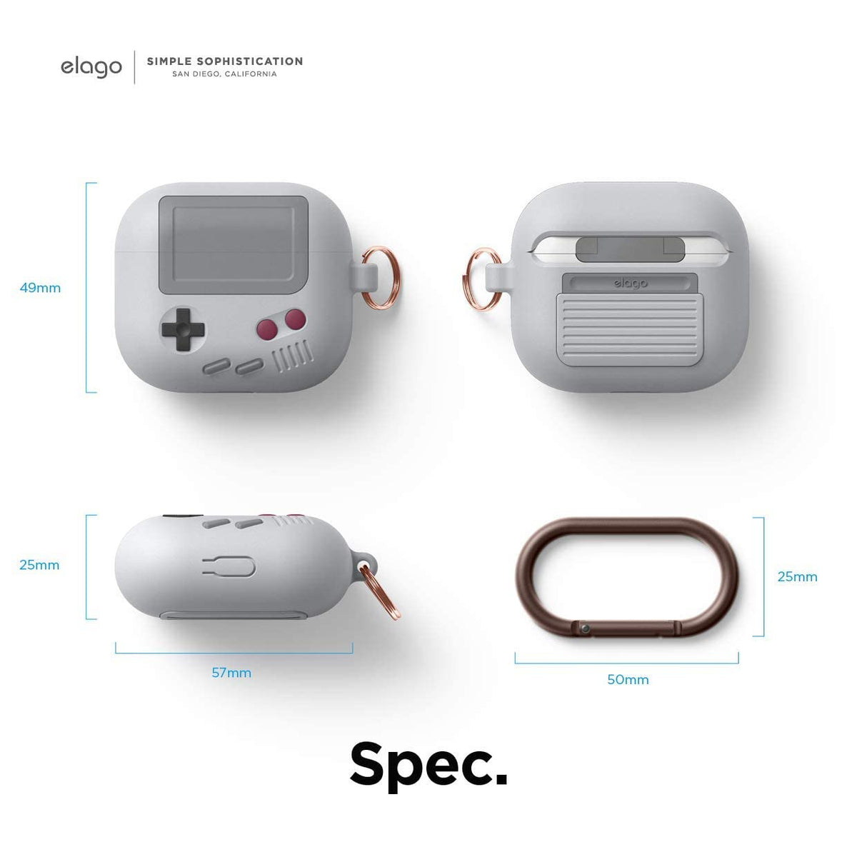 elago AW5 product packaging with inserts showing included keychain