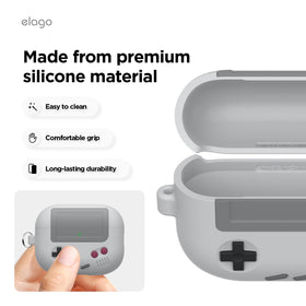 elago AW5 silicone texture closeup showing soft-touch grip and scratch resistance benefit