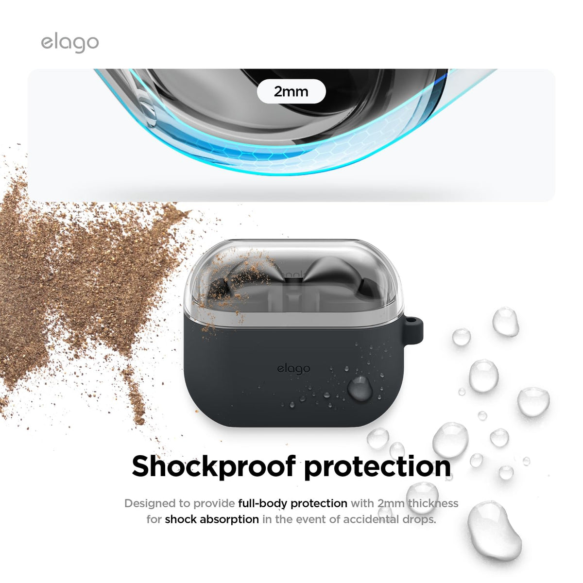 elago Buds 3 Pro Duo Case bottom silicone protection close-up