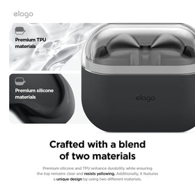 elago Buds 3 Pro Duo Case with carabiner attached for easy carry