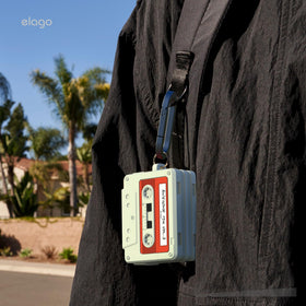 elago cassette tape case AirPods Pro 3 — wireless charging friendly design.