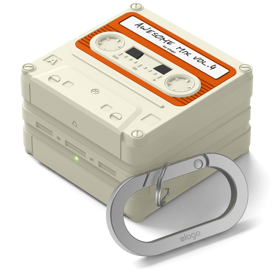 Elago cassette tape case for Samsung Galaxy Buds 4 Pro — front view with retro protection