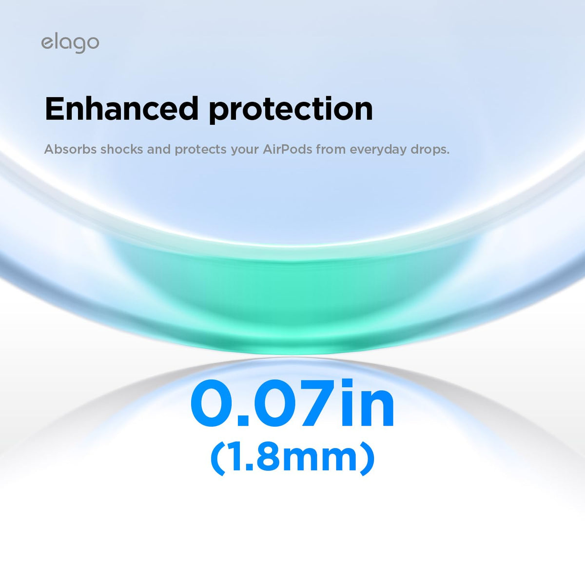 Elago clear case for AirPods Pro 3, aqua blue with lanyard attached.