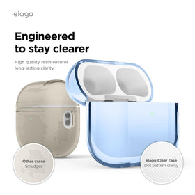 Elago clear case for AirPods Pro 3, micro-dot anti-smudge detail.