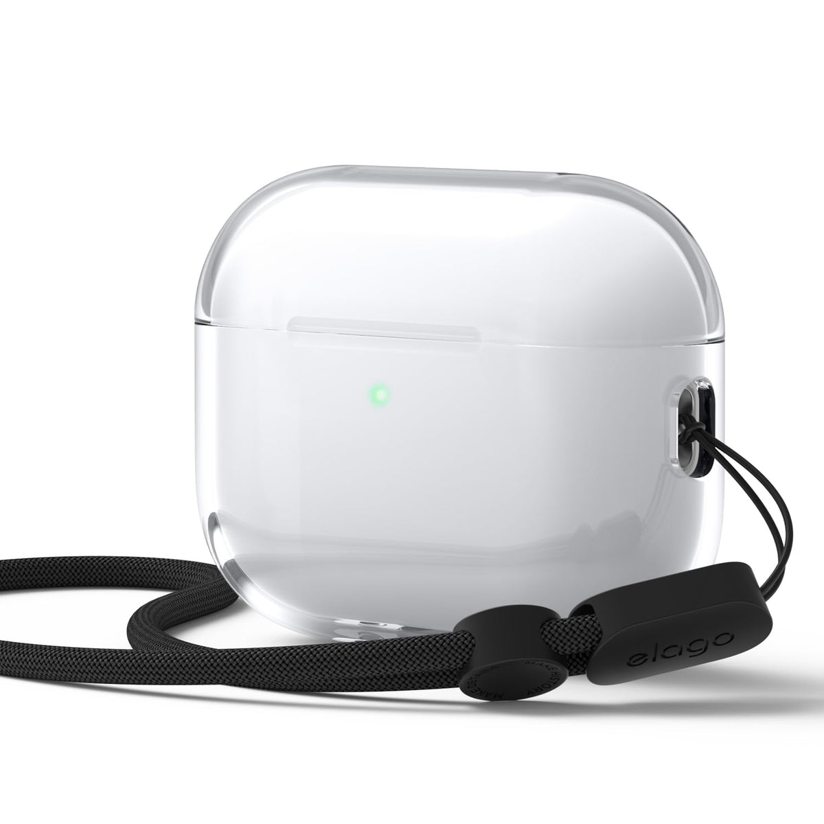 elago Clear Case for AirPods Pro 3, front view, fingerprint protection