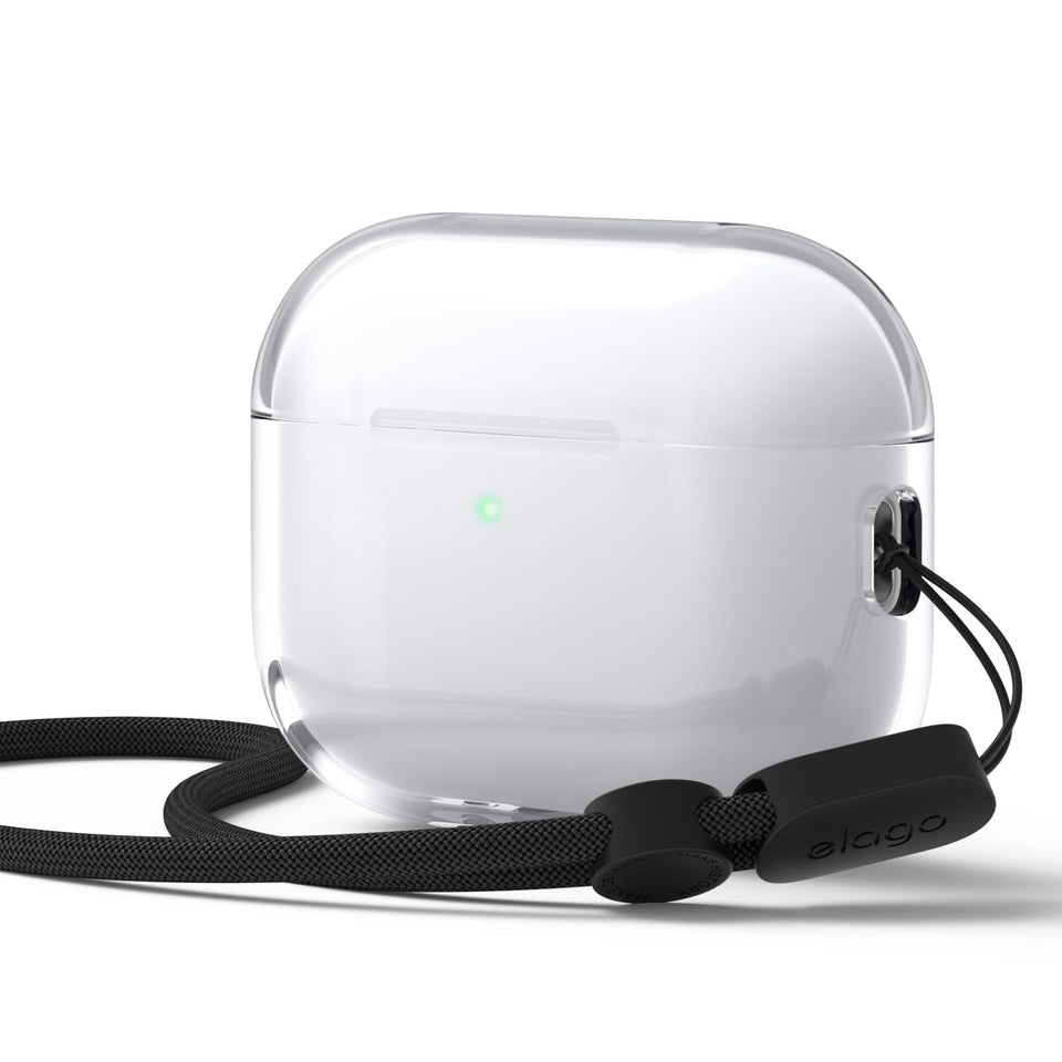 elago Clear Case for AirPods Pro 3, front view, fingerprint protection