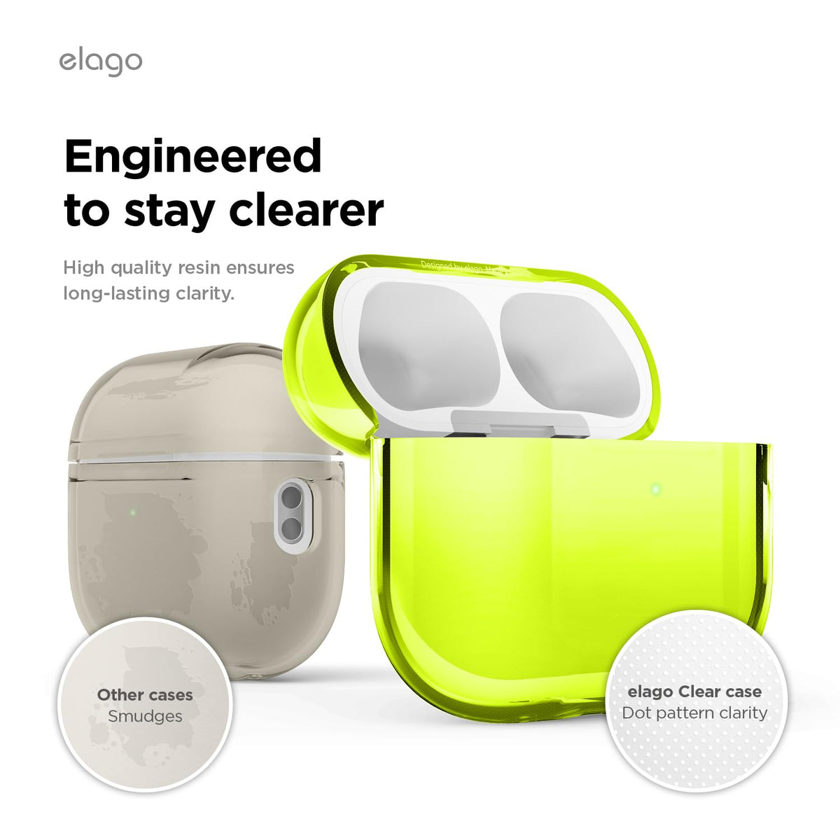 Elago AirPods Pro 3 neon-yellow micro-dot detail hides fingerprints