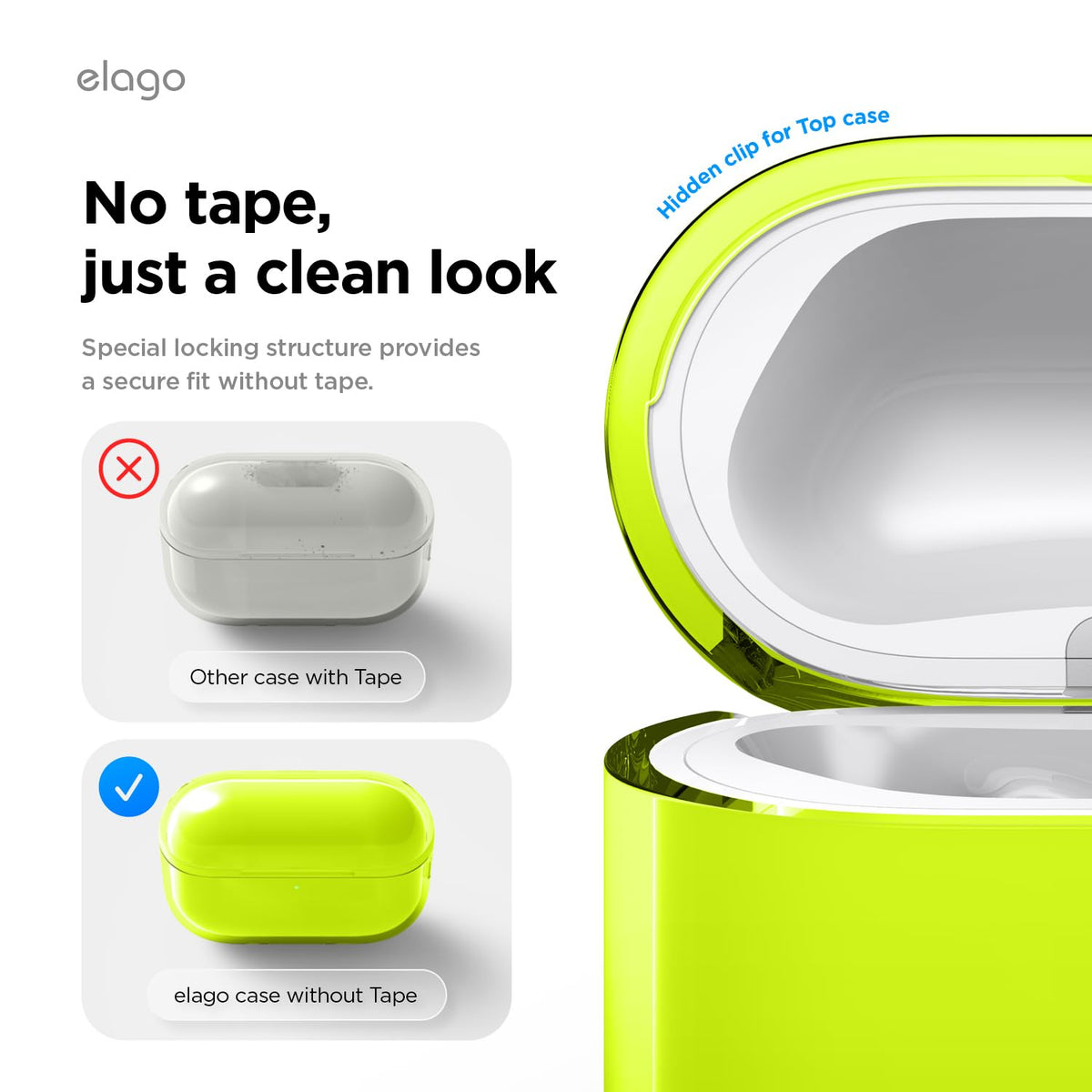 Elago AirPods Pro 3 neon-yellow slim-grippy profile for easy handling