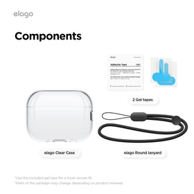 elago Clear Case for AirPods Pro 3, straps included for easy carry