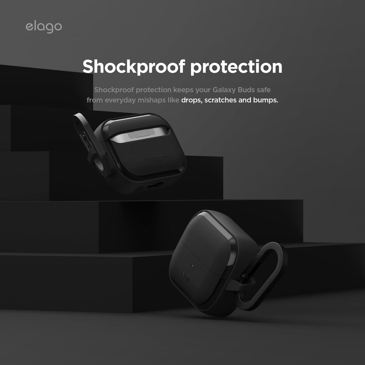 elago case with upgraded carabiner attached for easy carry