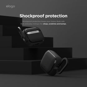elago case with upgraded carabiner attached for easy carry