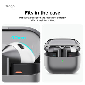 Dual-color Elago ear tips cover for Buds 3 in dark gray and white.