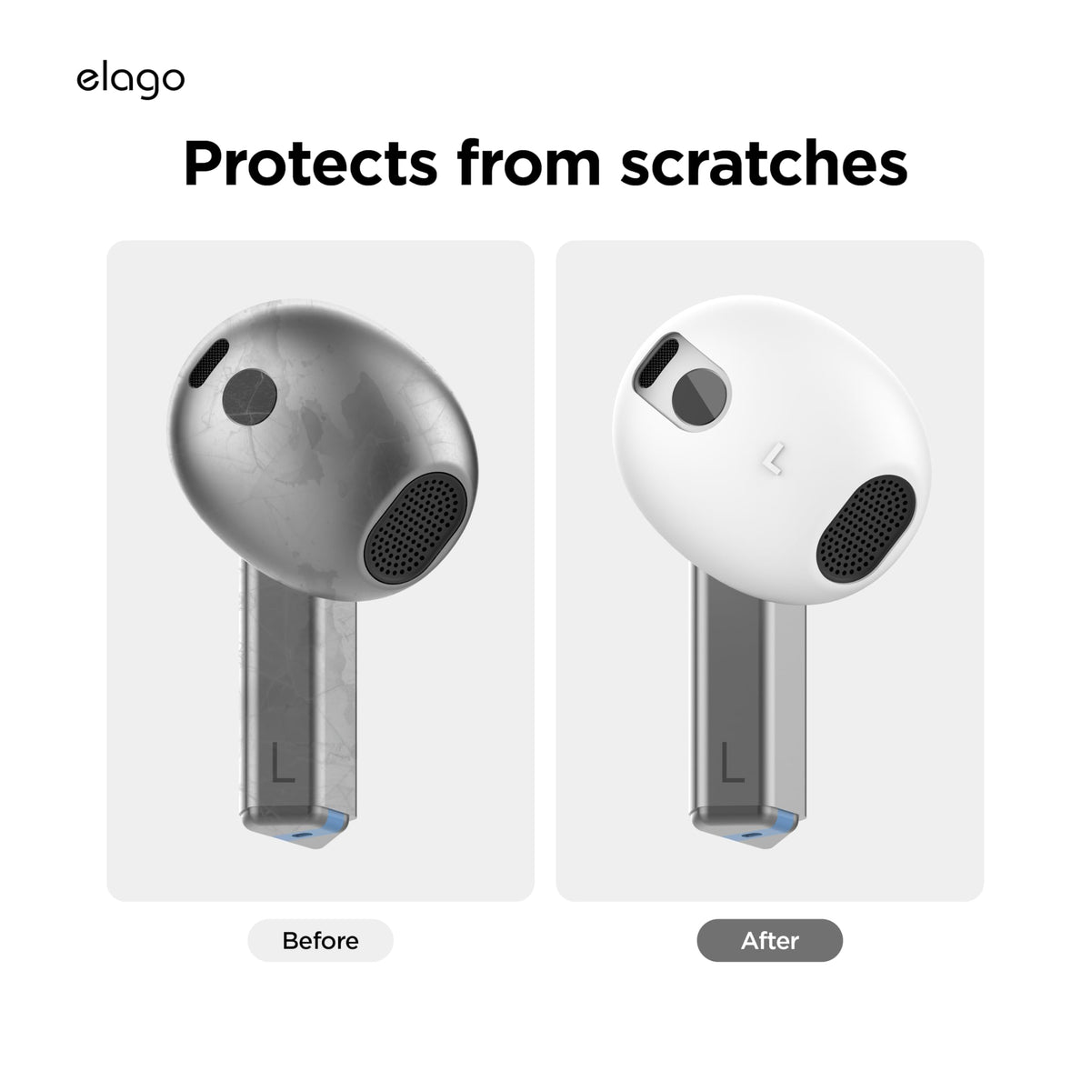 Elago ear tips cover installed in the Buds 3 case with easy access to controls.
