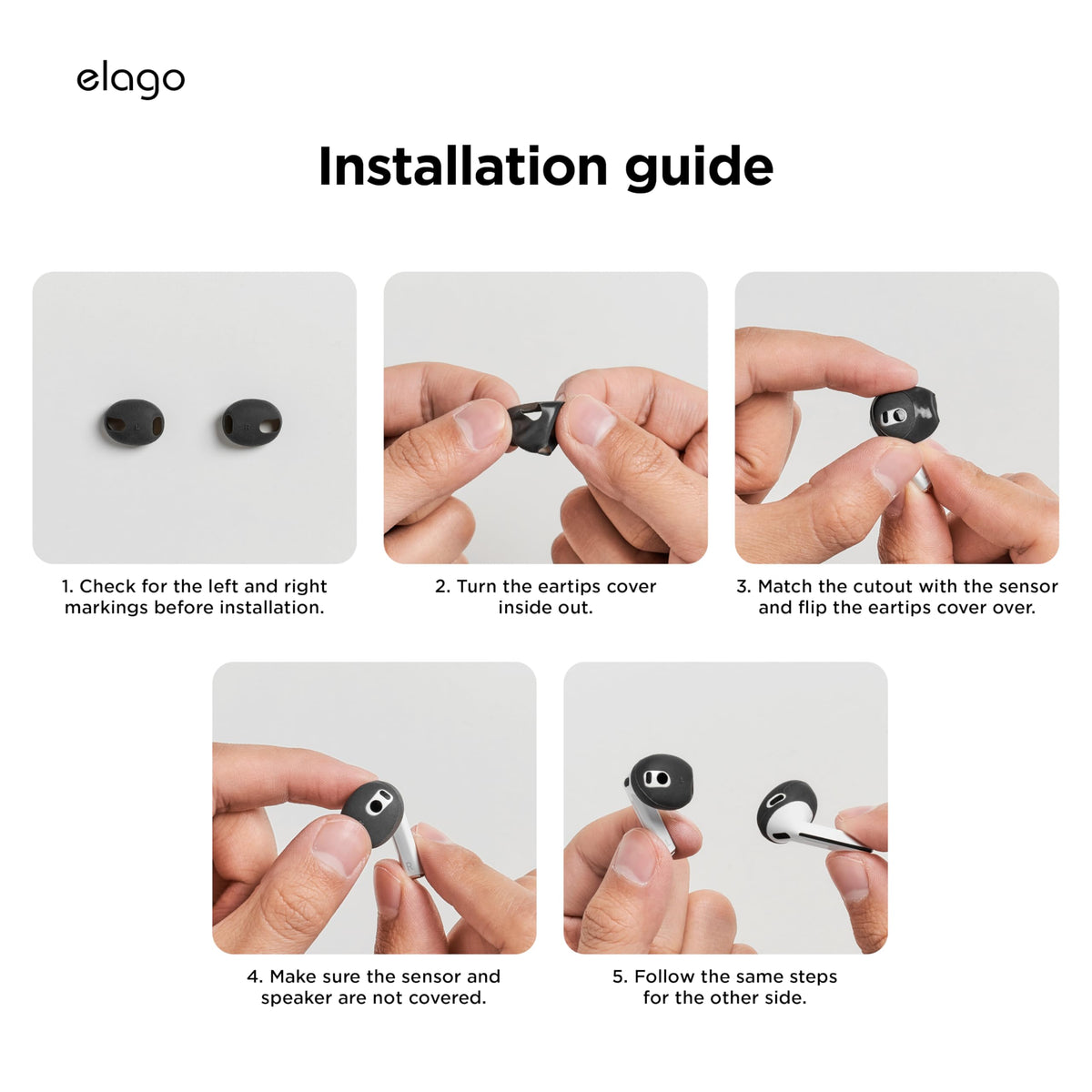 Close-up of silicone texture on Elago ear tips cover for Buds 3.