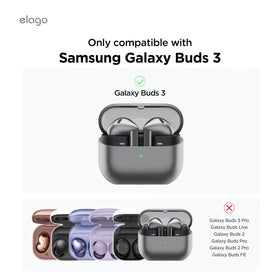 Elago Galaxy Buds 3 ear tips cover white, showing case-friendly fit.