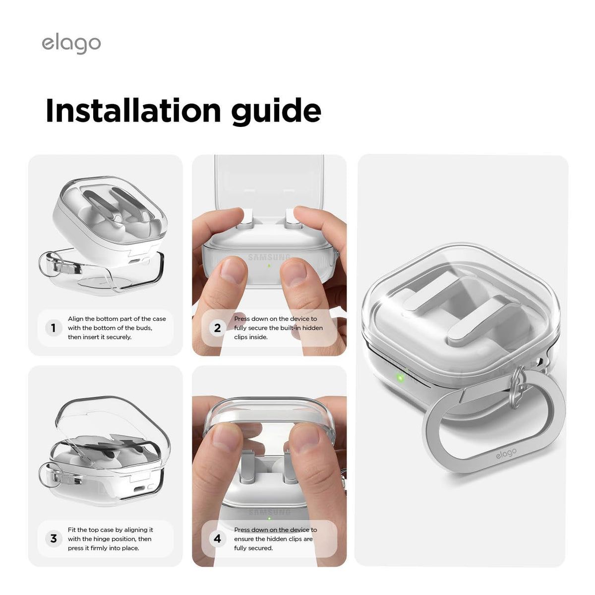 Elago Galaxy Buds 4 Pro minimalist TPU case with smooth finish.