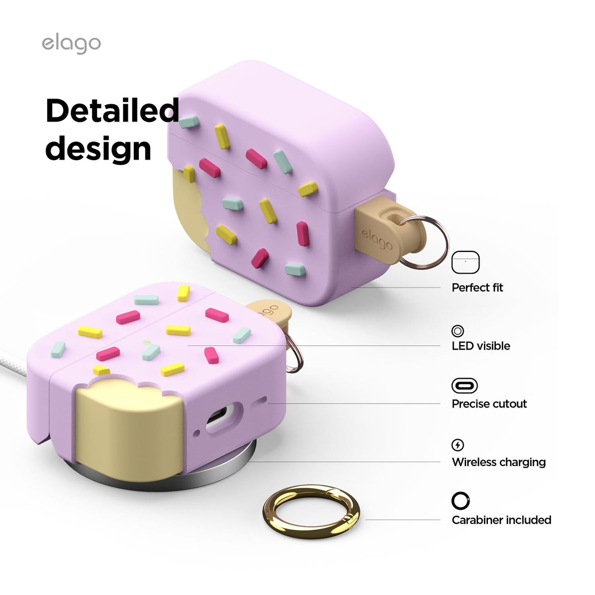elago Ice Cream Case charging on wireless pad demonstrating compatibility while protected