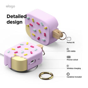 elago Ice Cream Case charging on wireless pad demonstrating compatibility while protected