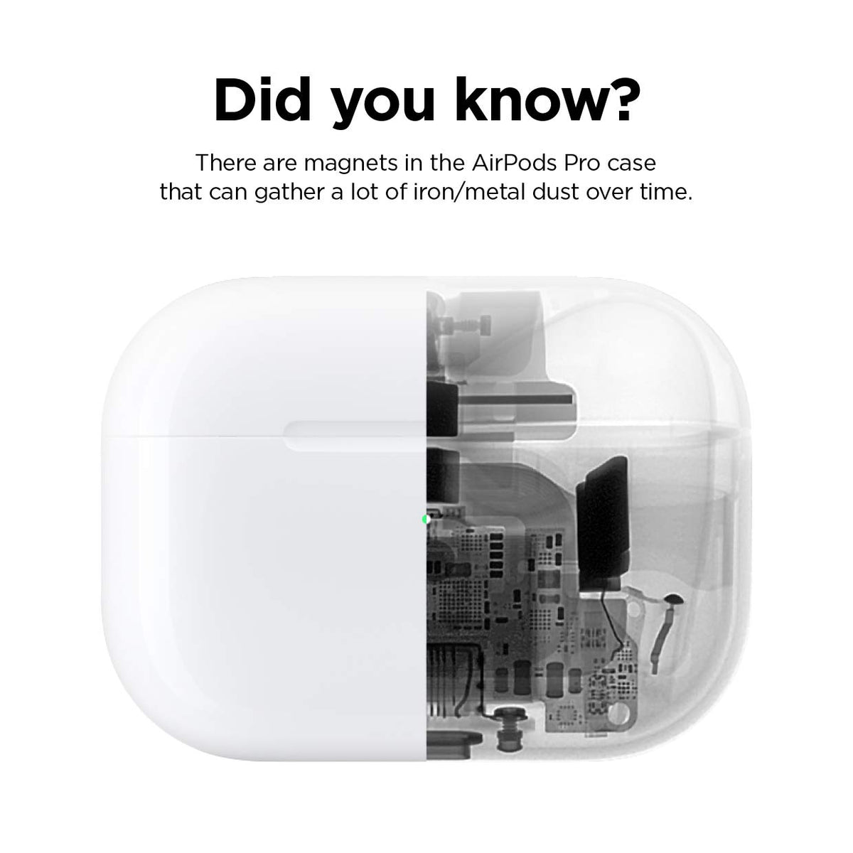 elago installed Dust Guard inside AirPods Pro case showing clean interior