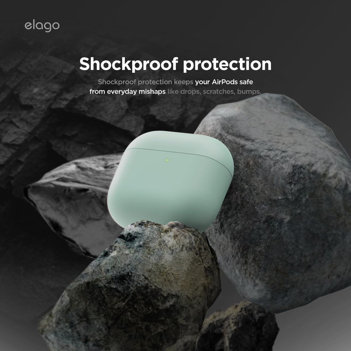 Elago Liquid Hybrid AirPods 4, back view, rugged-looking protection