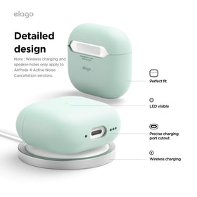 Elago Liquid Hybrid AirPods 4, LED-indented front, keeps charging light visible