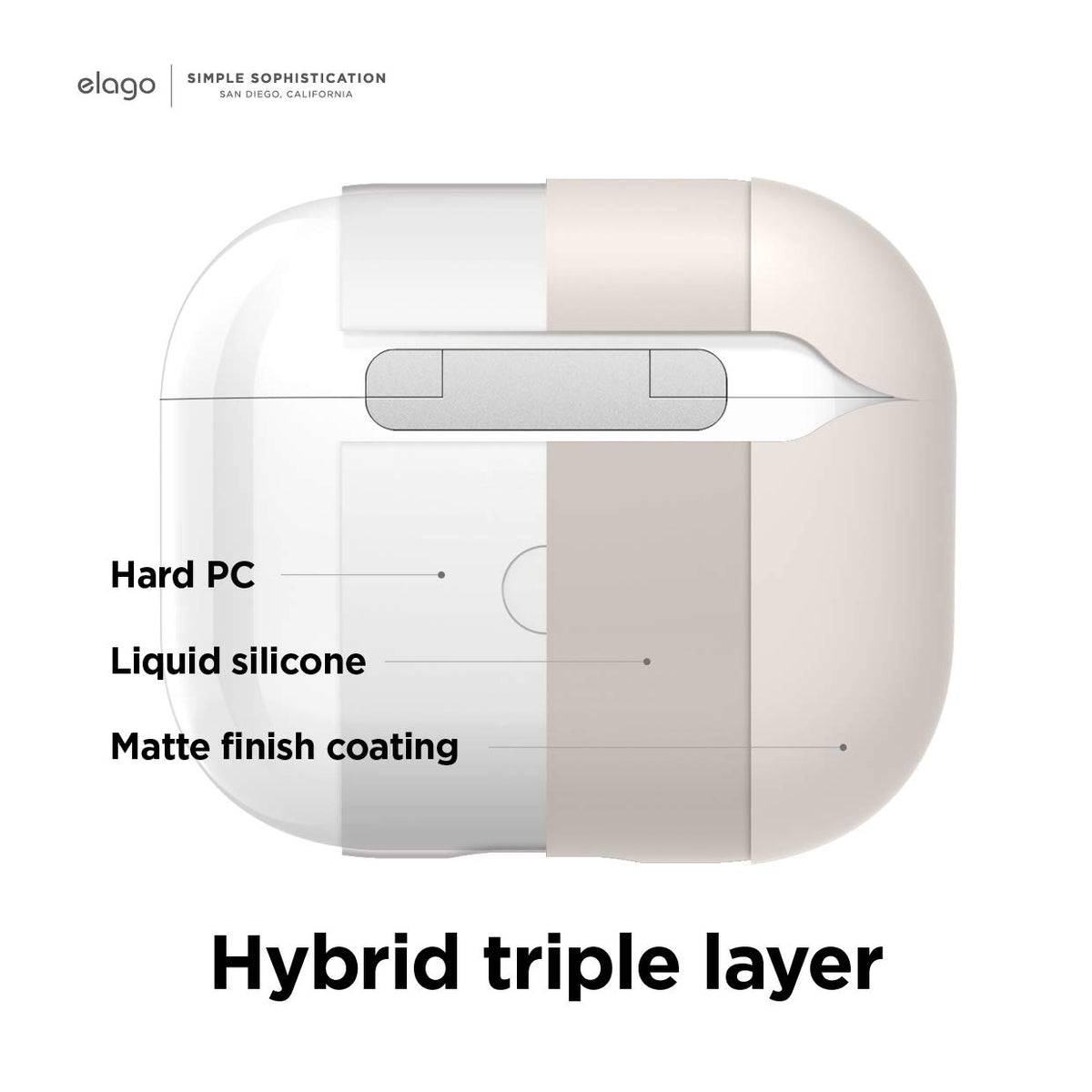 elago open view revealing inner lining and snug AirPods 3 fit
