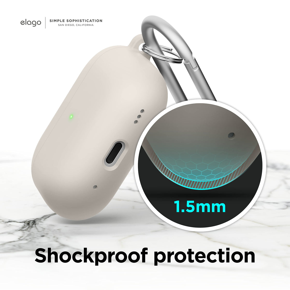 elago port cutout and LED visibility showing charging compatibility benefit