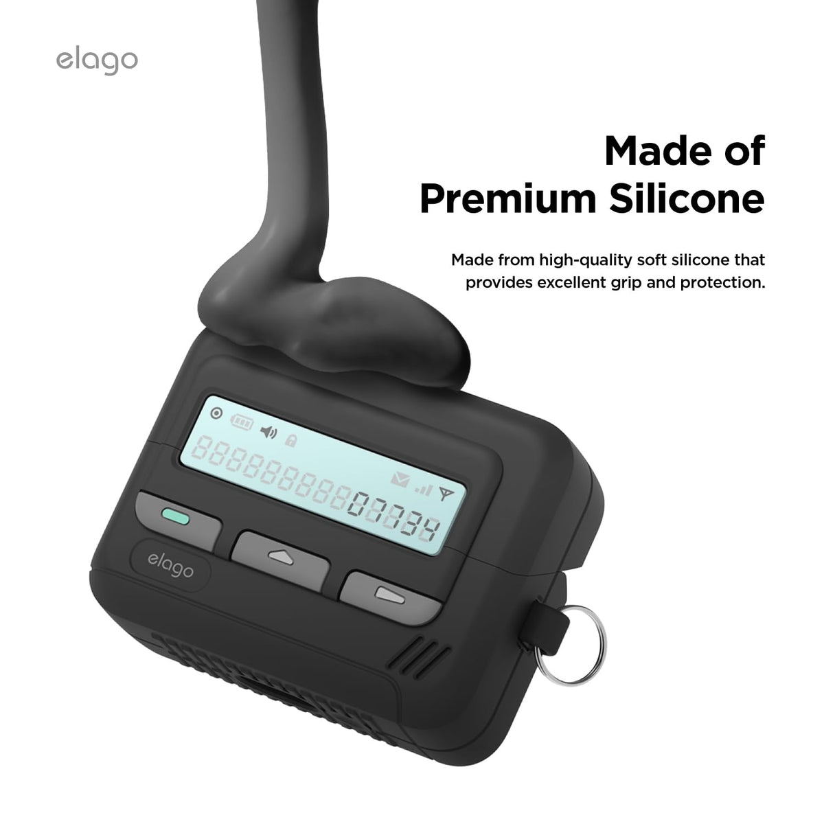 elago pager case open with Galaxy Buds 3 inserted for secure fit