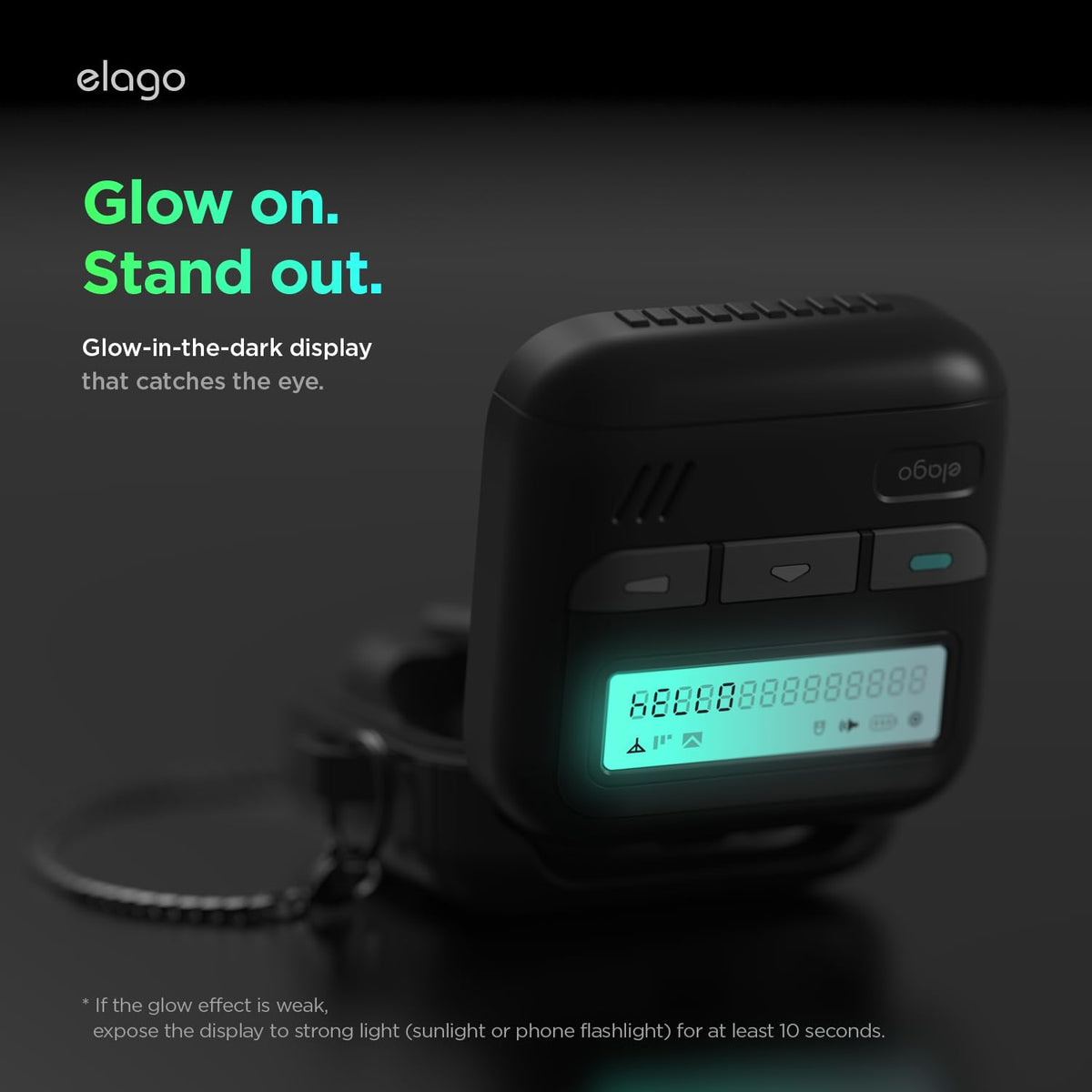 Soft-touch silicone texture highlighted on the Elago case.