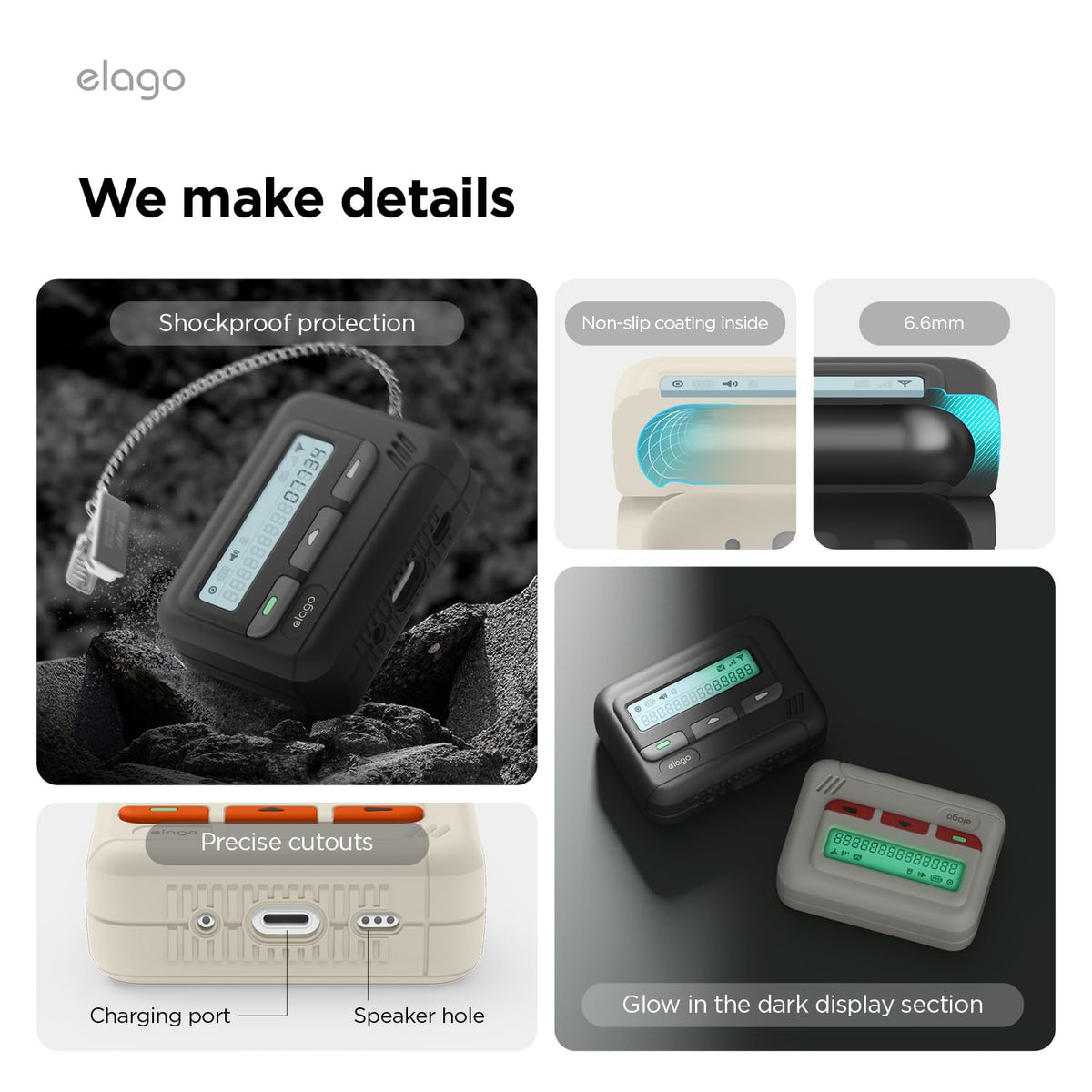 elago pager side profile with size comparison for scale